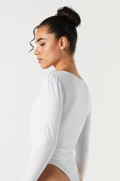 Ribbed Square Neck Long Sleeve Bodysuit -Deals Drape & Denim Store 079003039324 10 3