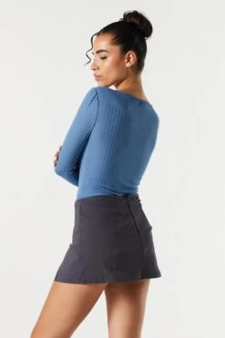 Ribbed Square Neck Long Sleeve Bodysuit -Deals Drape & Denim Store 079003039324 39 1