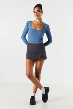 Ribbed Square Neck Long Sleeve Bodysuit -Deals Drape & Denim Store 079003039324 39 4